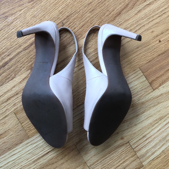 Cole Haan pale pink leather peep toe sling backs - Picture 3 of 4